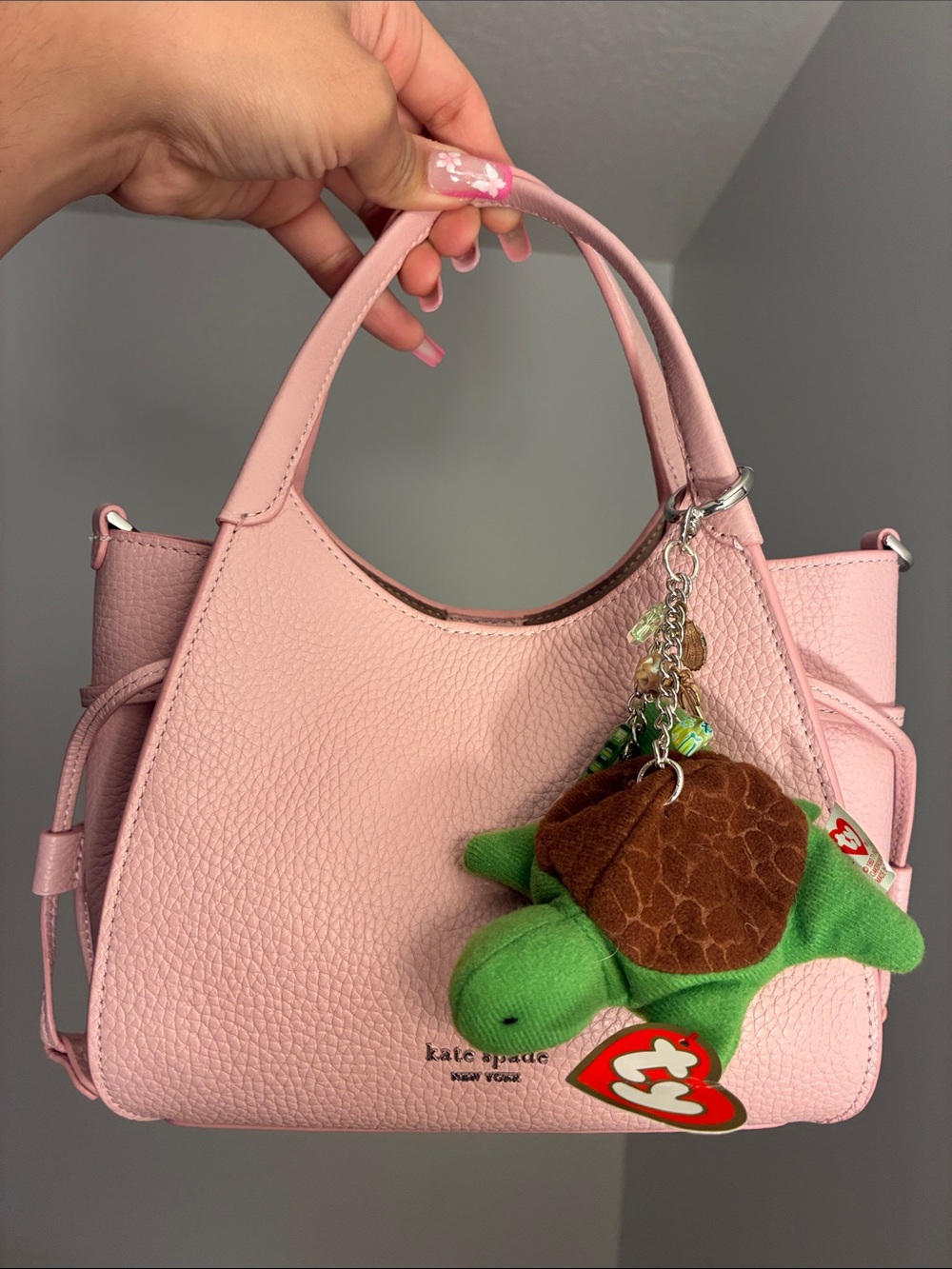 Beanie Babies “Speedy” Turtle Plush Handmade Keychain with Bead Charms